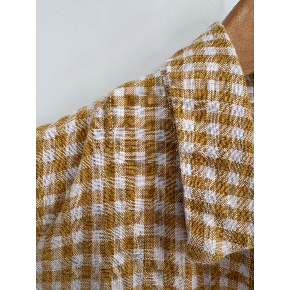 Everlane Linen Gingham Two Piece Set Womens 4/M Yellow Button Down Shorts - Picture 4 of 13